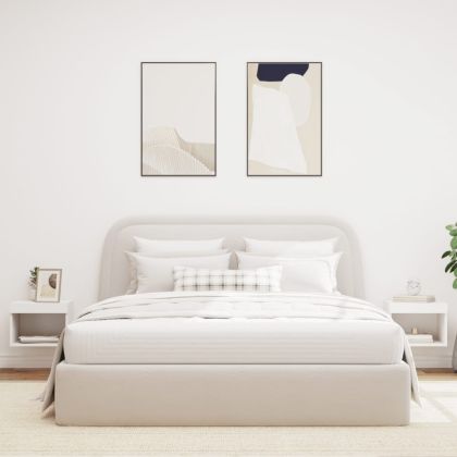 Нощни шкафчета с LED осветление, за стенен монтаж, 2 бр, бели