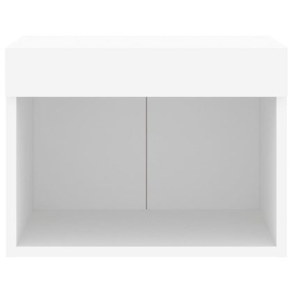 Нощни шкафчета с LED осветление, за стенен монтаж, 2 бр, бели