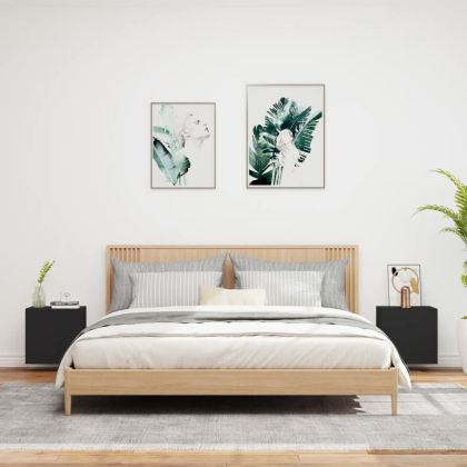 Стенни ТB шкафове, 2 бр, черни, 40,5x30x40 см, инженерно дърво