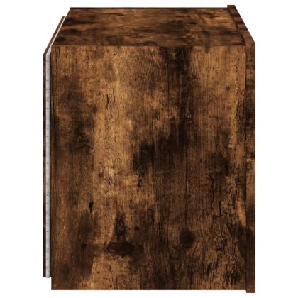 Стенен ТВ шкаф с LED осветление, опушен дъб, 60x35x41 см