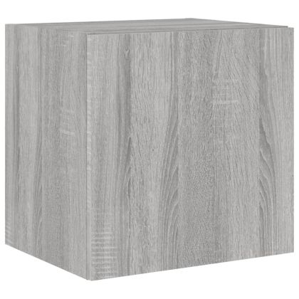 Стенен ТВ шкаф с LED осветление, сив сонома, 40,5x35x40 см