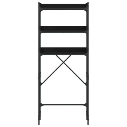 Рафт за пералня, черен, 67x25x163 см, инженерно дърво