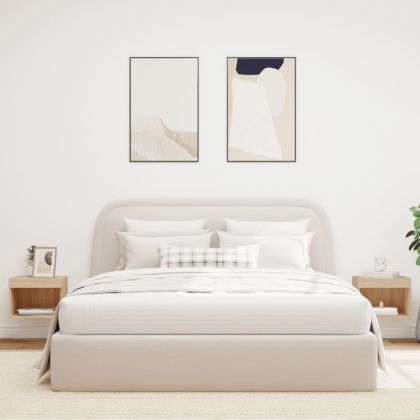 Нощни шкафчета с LED осветление, стенни, 2 бр, сонома дъб