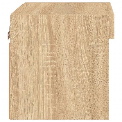 Нощни шкафчета с LED осветление, стенни, 2 бр, сонома дъб