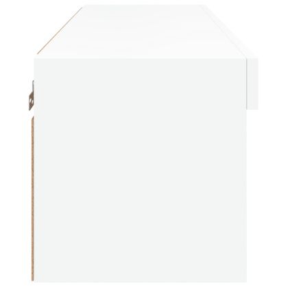 ТВ шкаф с LED осветление, бял, 80x30x30 см