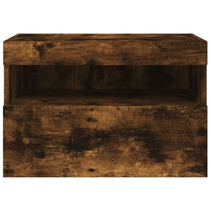 Стенен ТВ шкаф с LED осветление, опушен дъб, 60x30x40 см