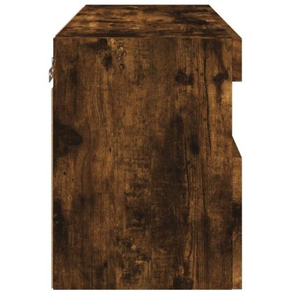 Стенен ТВ шкаф с LED осветление, опушен дъб, 60x30x40 см