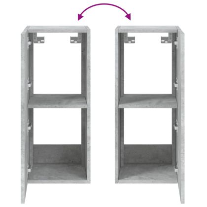 Стенен ТВ шкаф с LED осветление, бетонно сив, 30,5x35x70 см