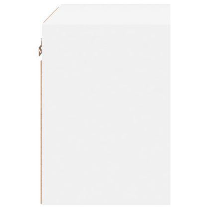 Нощни шкафчета с LED осветление, за стенен монтаж, 2 бр, бели