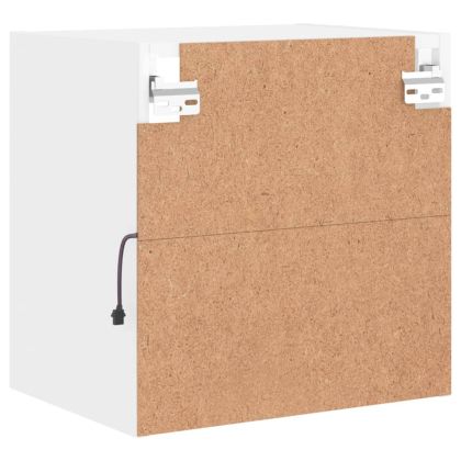 Нощни шкафчета с LED осветление, за стенен монтаж, 2 бр, бели