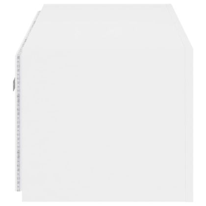 Стенен ТВ шкаф с LED осветление, бял, 100x35x31 см