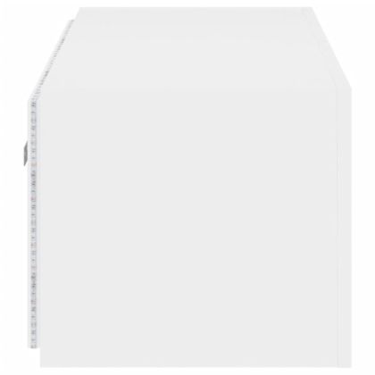 Стенен ТВ шкаф с LED осветление, бял, 80x35x31 см