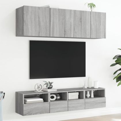 Стенни ТВ шкафове 2 бр сив сонома 40x30x30 см инженерно дърво