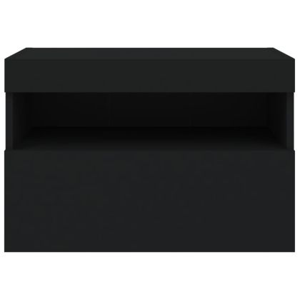 Стенен ТВ шкаф с LED осветление, черен, 60x30x40 см