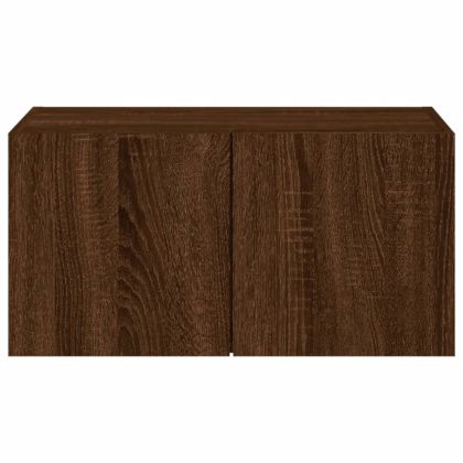 Стенен ТВ шкаф с LED осветление, кафяв дъб, 60x35x31 см