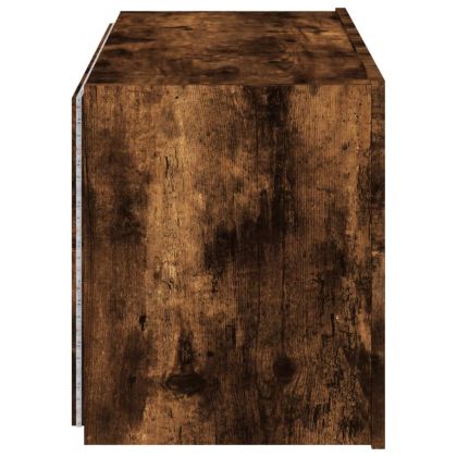 Стенен ТВ шкаф с LED осветление, опушен дъб, 80x35x41 см