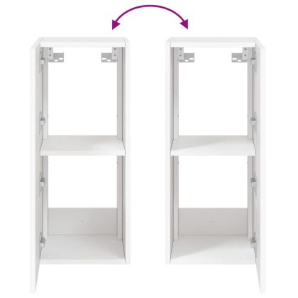 Стенен ТВ шкаф с LED осветление, бял, 30,5x35x70 см