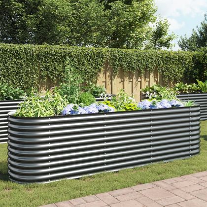 Градинска висока леха 320x80x81 см поцинкована стомана сива