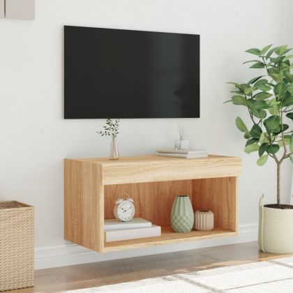 ТВ шкаф с LED осветление, дъб сонома, 60x30x30 см