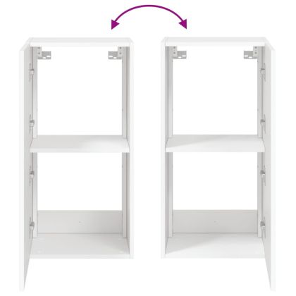 Стенен ТВ шкаф с LED осветление, бял, 40,5x35x80 см