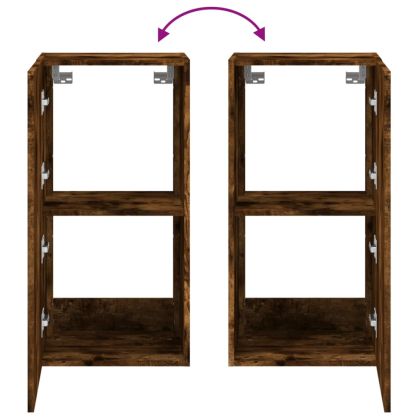 Стенен ТВ шкаф с LED осветление, опушен дъб, 40,5x35x80 см