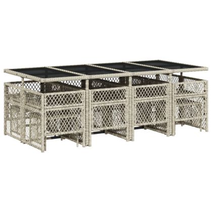 Градински комплект от 13части с възглавници светлосив полиратан