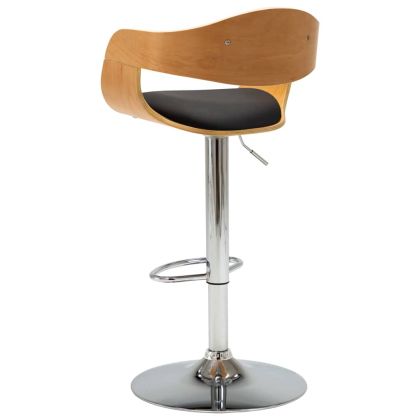 Бар табуретки, 2 бр, черни, извито дърво и изкуствена кожа