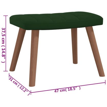 Люлеещ се стол с табуретка, тъмнозелен, кадифе