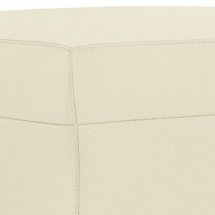 Комплект дивани от 3 части с възглавници кремав изкуствена кожа