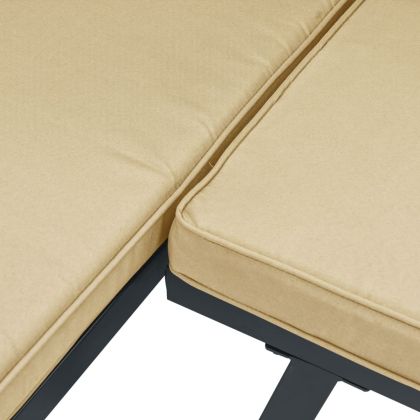 Комплект градински диван от 4 части с възглавници черен стомана