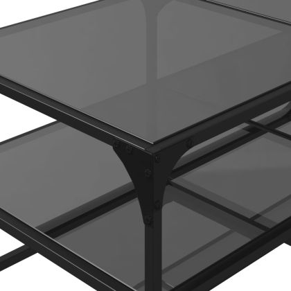 Маса за кафе с черен стъклен плот 98,5x50x45 см стомана