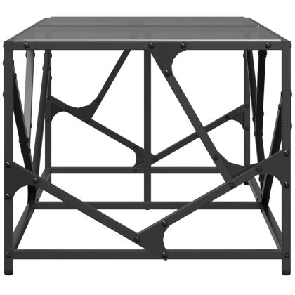 Маса за кафе с черен стъклен плот 98,5x50x41 см стомана