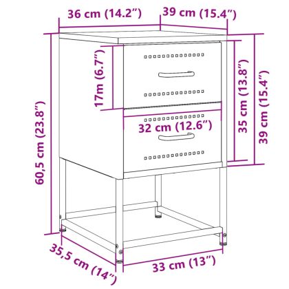 Нощни шкафчета 2 бр черен 36x39x60,5 см стомана