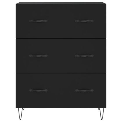 Висок шкаф, черен, 69,5x34x180 см, инженерно дърво