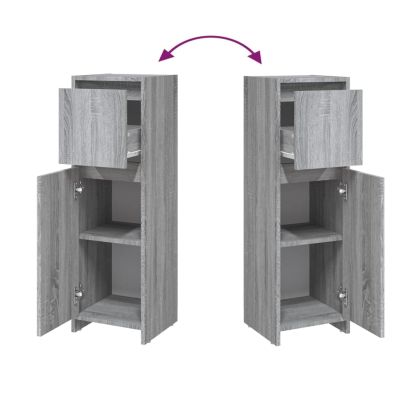 Шкаф за баня, сив сонома, 30x30x95 см, инженерно дърво