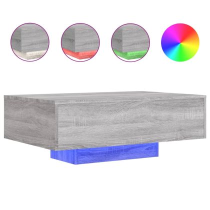 Маса за кафе с LED осветление, сив сонома, 85x55x31 см