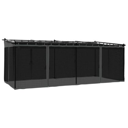 Беседка с мрежести стени, антрацит, 6x3 м, стомана