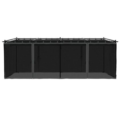 Беседка с мрежести стени, антрацит, 6x3 м, стомана