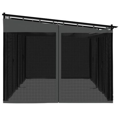 Беседка с мрежести стени, антрацит, 6x3 м, стомана