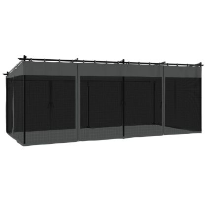 Беседка с мрежести стени, антрацит, 6x3 м, стомана