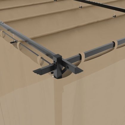 Беседка с пердета, таупе, 6x3 м, стомана