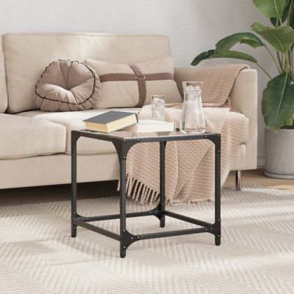 Маса за кафе с прозрачен стъклен плот 40x40x40 см стомана