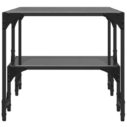 Маса за кафе с черен стъклен плот 98,5x50x45 см стомана