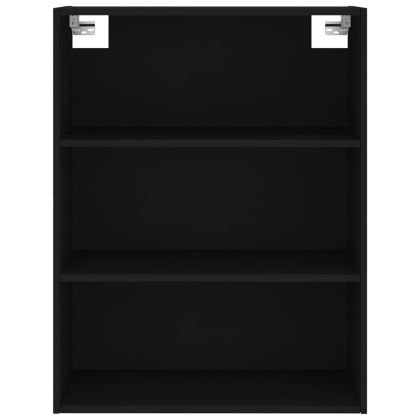 Висок шкаф, черен, 69,5x34x180 см, инженерно дърво