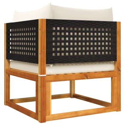 Градински комплект дивани, 7 части, с възглавници, дърво, акация и ратан