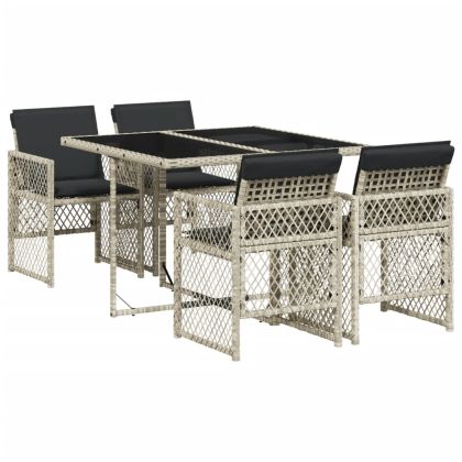 Градински трапезен комплект 5 части с възглавници светлосив
