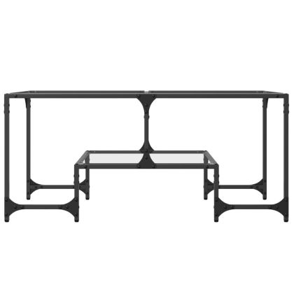 Маса за кафе с прозрачен стъклен плот 98,5x50x45 см стомана
