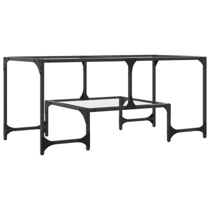 Маса за кафе с прозрачен стъклен плот 98,5x50x45 см стомана