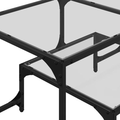 Маса за кафе с прозрачен стъклен плот 98,5x50x45 см стомана