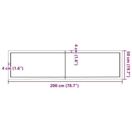Плот за баня тъмнокафяв 200x50x(2-4)см обработено масивно дърво